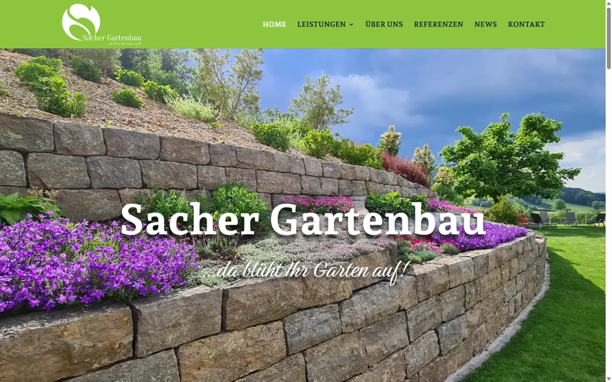 Website Sacher Gartenbau auf dem Desktop
